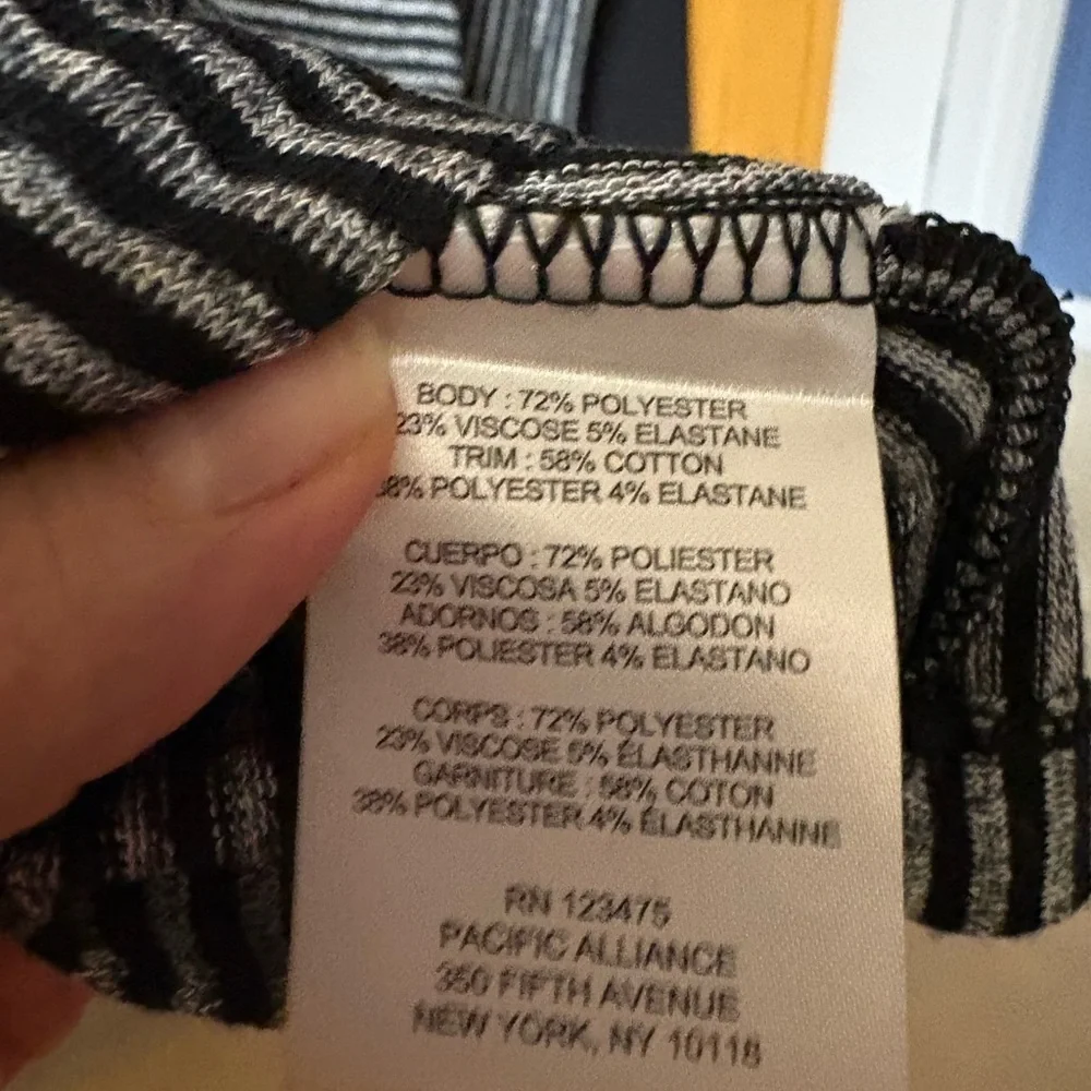 Jones New York Black and Gray Striped Mock Turtle Top - Picture 6 of 7